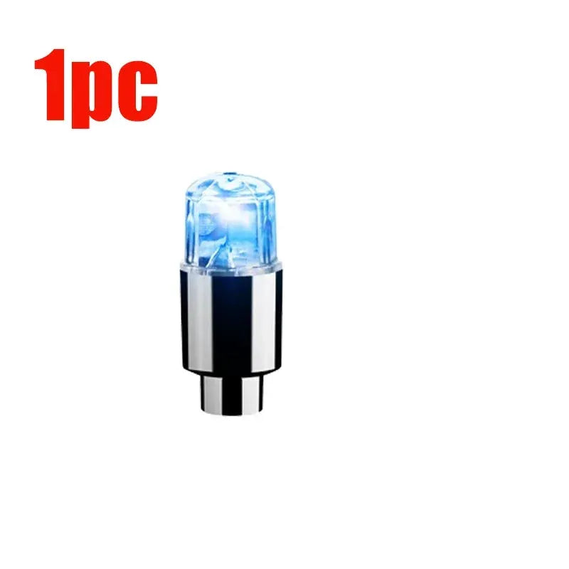 Car hub ambient LED bulb with blue flashing light and chrome base.