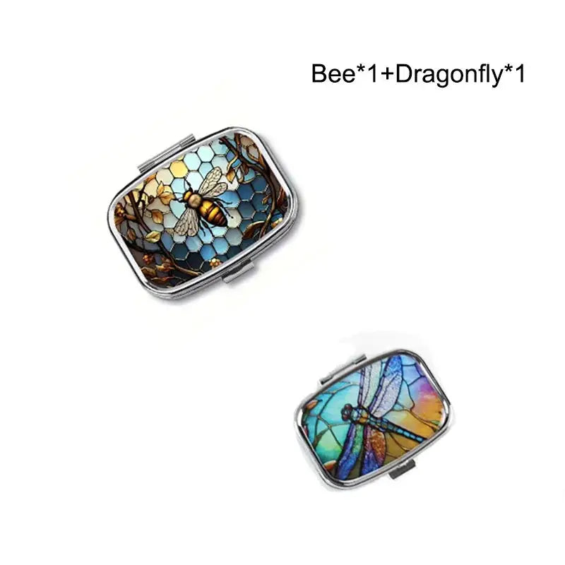 Colorful Travel Pill Box Jewelry Organizer Metal Case Compact Portable Medicine Box For Small Items