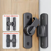 Anti-theft door lock kit, black, with 90°/180° adjustable sliding pin; two-pack display