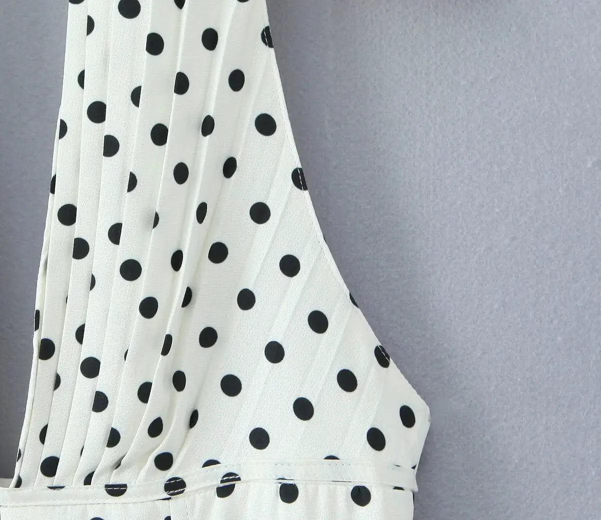 Yenkye French Style Retro Polka Dot Halter Dress Women Backless A Line