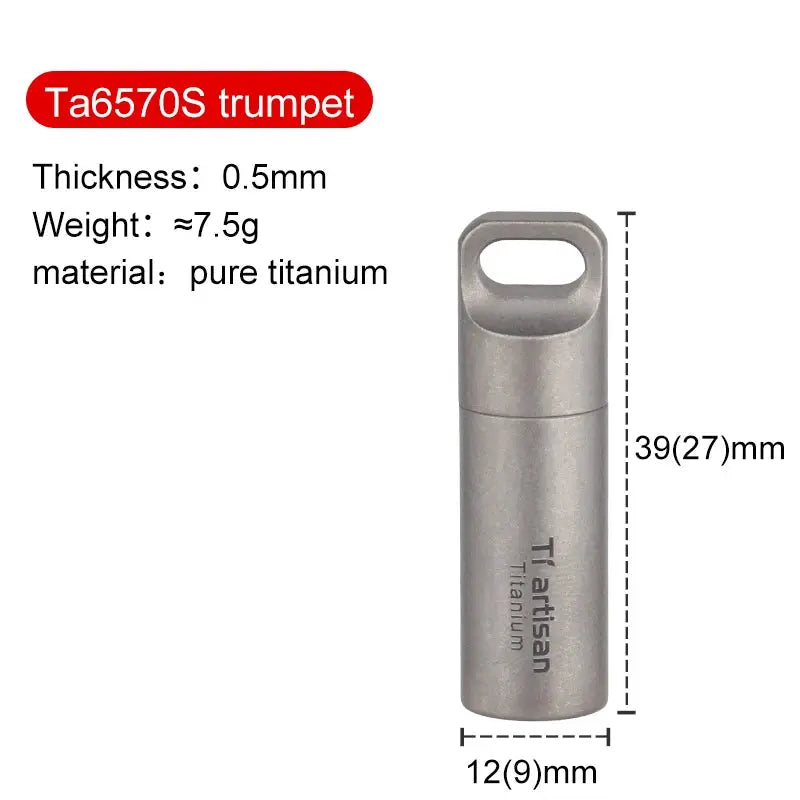 Tiartisan titanium mini pill bottle; portable EDC container