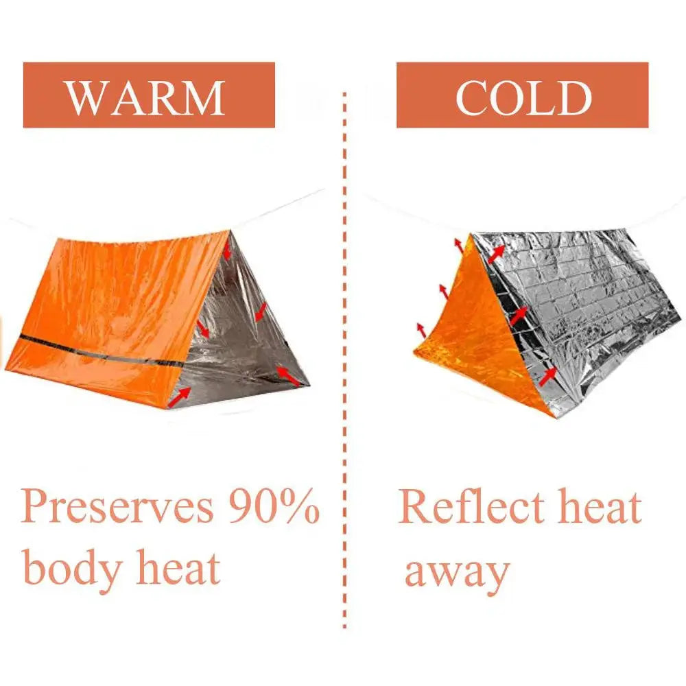 2 Person Emergency Bivy Shelter Kit Mylar Tube Tent Sleeping Bag Waterproof Outdoor SOS Thermal Blanket Reusable