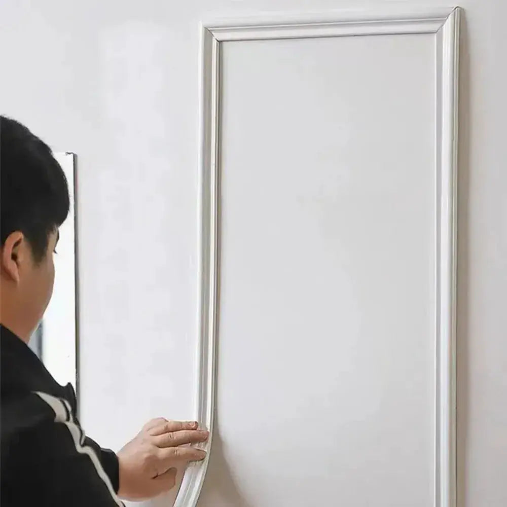 Self-adhesive PVC decorative strip, flexible white-silver edging for walls, floors, cabinets and photo frames