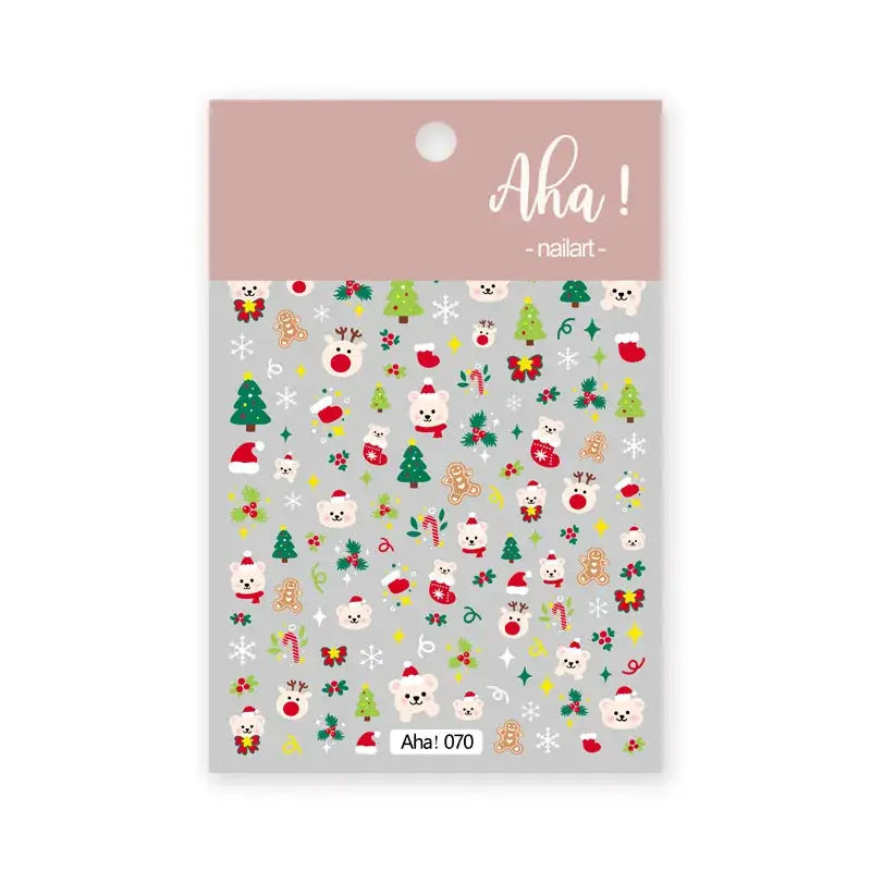 Winter Christmas nail sticker set by Simples Market, Aha! nailart, self-adhesive with snowmen, snowflakes and trees.