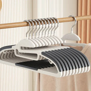 Wardrobe hangers, 10-pack white and gray anti-slip with ribbed grips for wet and dry clothes