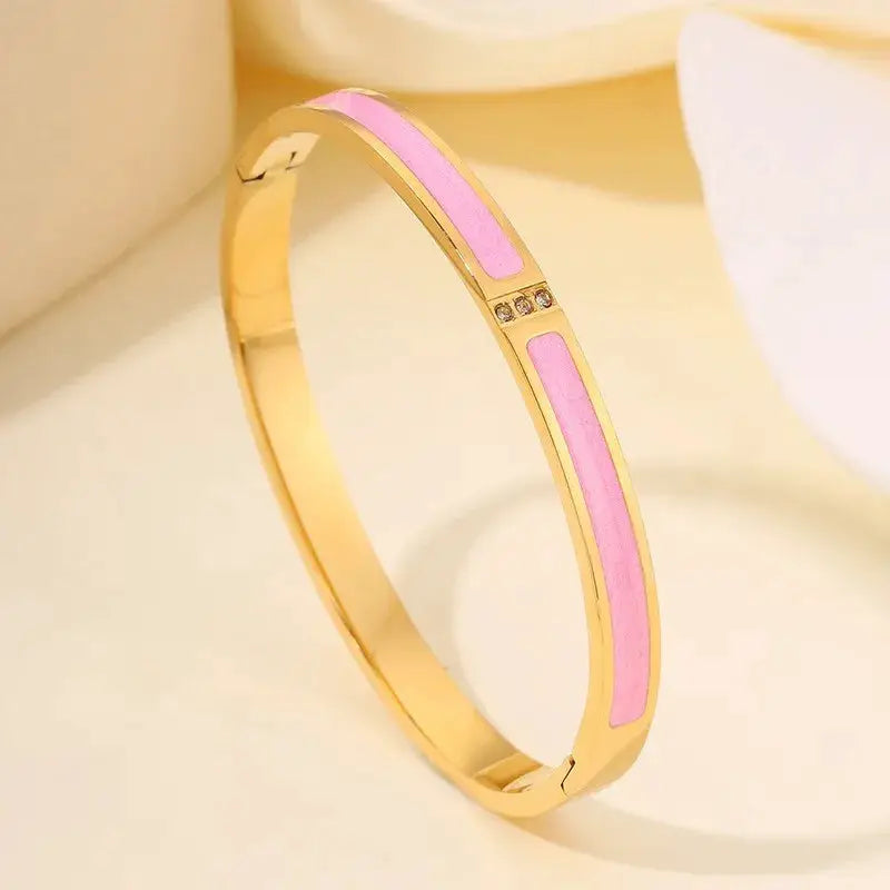 Zakol Sparkling Zirconia Inlaid Stainless Steel Bracelet Set For Women Stackable Bangles Fashion Non Fading Jewelry Gift