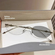 NovaVision Frameless Small Oval Photochromic Myopia Glasses With Automatic Tint For Indoor Outdoor Comfort