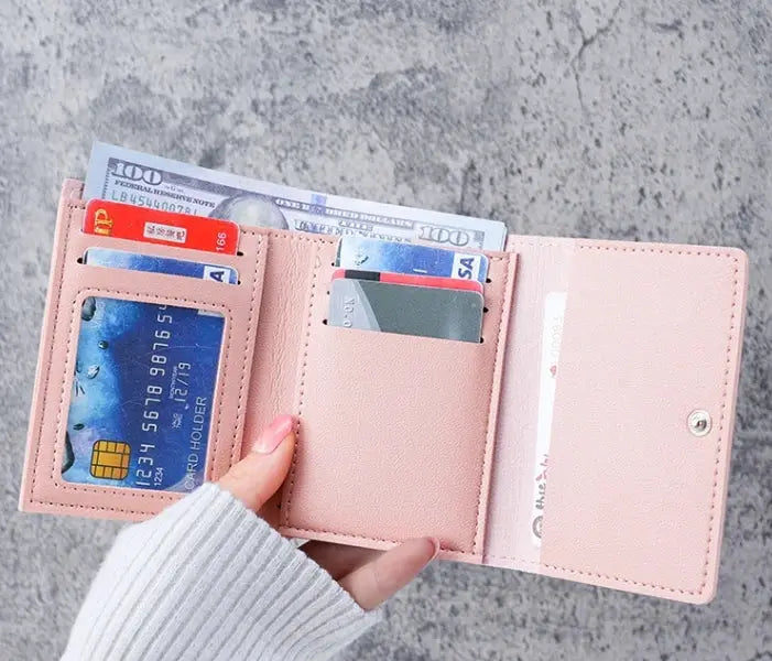 Pink Simples Market women's wallet with card slots, ID window and coin purse