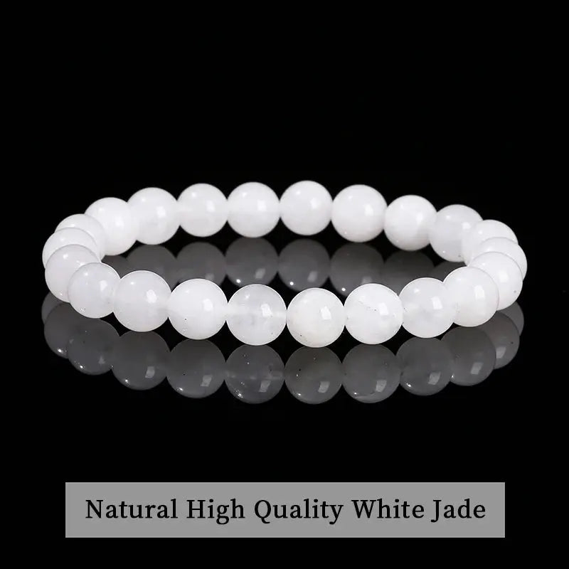 JD Natural Stone Beads Bracelet Amethyst Tiger Eye Crystal Quartz Agate Unisex Bangle Reiki Healing Jewelry Gift