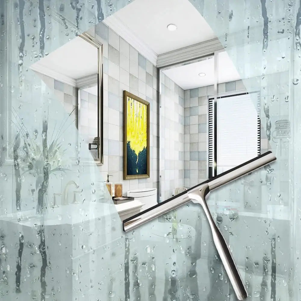 Shower squeegee with silicone holder, stainless steel frame for glass doors and mirrors by Simples Market
