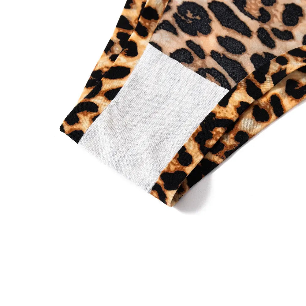 Leopard print seamless panties 3-piece set in ice silk briefs