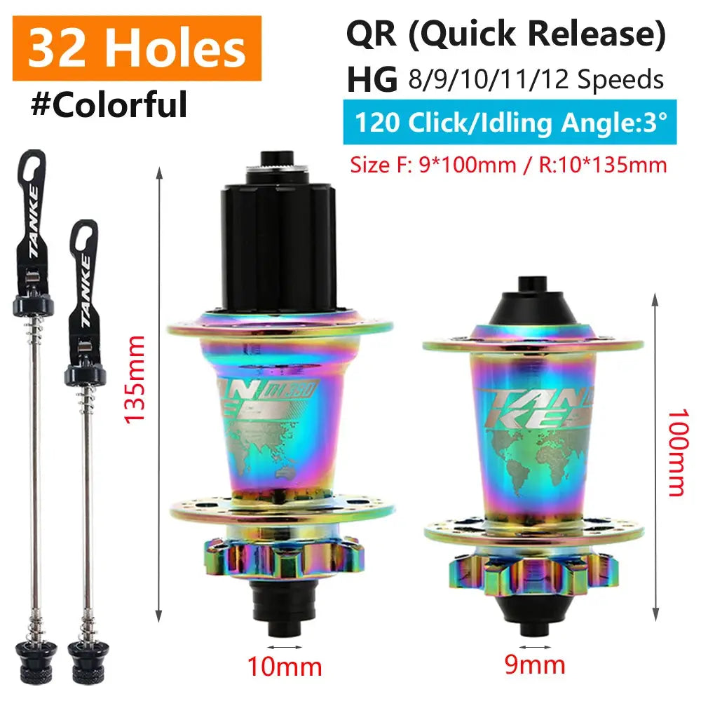 TanKe 120 Click MTB Front Rear Hub 120 Engagement 6 Bearings Thru Axle HG 8 9 10 11 12 Speed Disc Brake 28 32 36 Holes