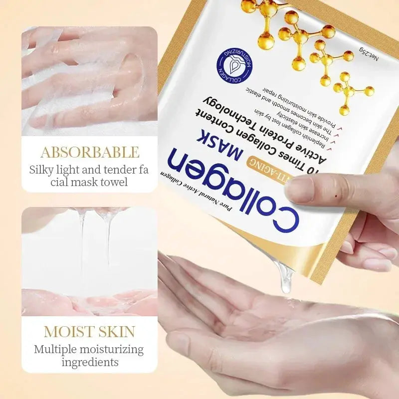 10 Pack SADOER Collagen Anti Wrinkle Face Masks For Moisturizing Anti Aging Repair Brightening Skin Care