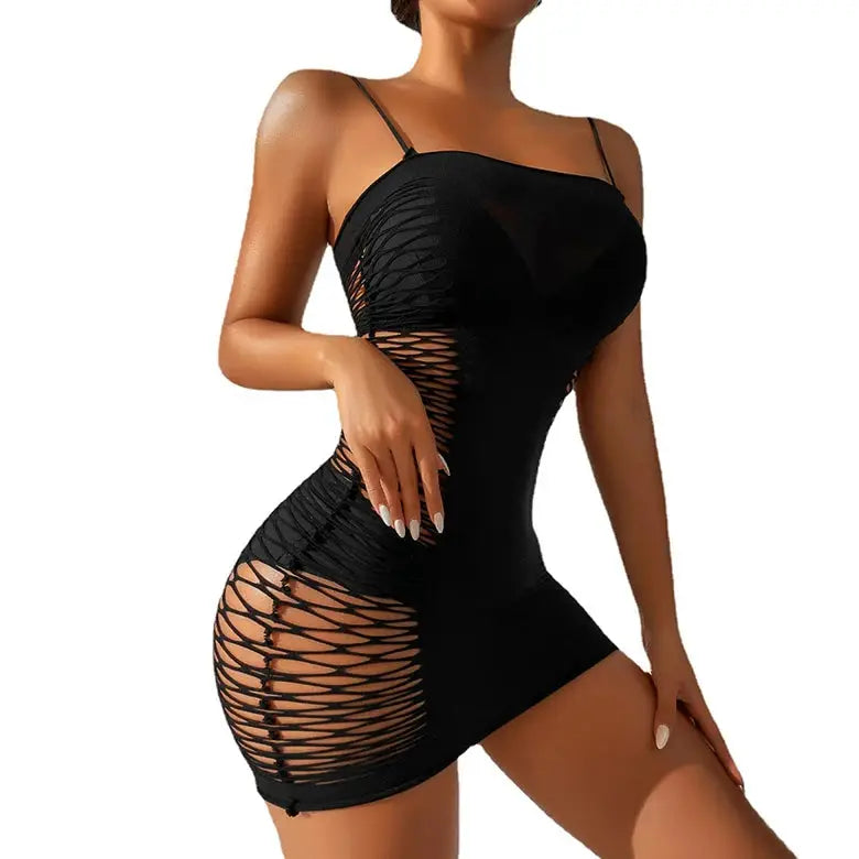 Sexy Sleeveless Bodycon Mini Dress Spaghetti Strap Hollow Clubwear