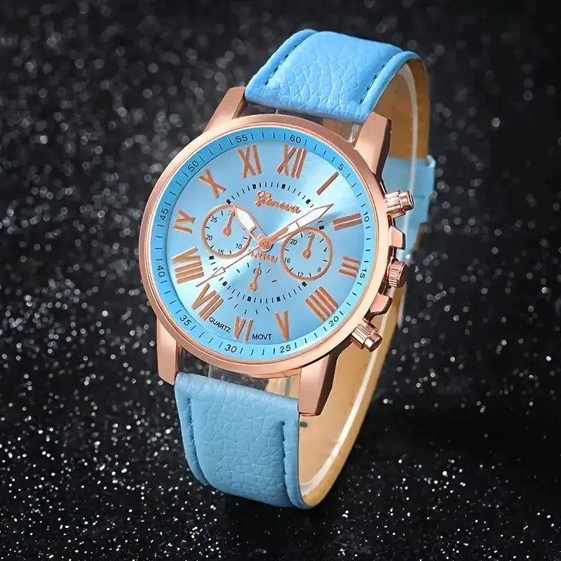 NovaStyle Fashion Quartz Watch And Jewelry Set Shock Resistant Circular Analog Digital Display Zinc Alloy Case