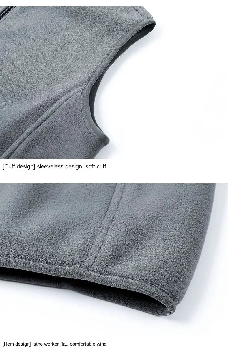 Men's fleece waistcoat by Simples Market, gray sleeveless warm vest with soft fleece texture.