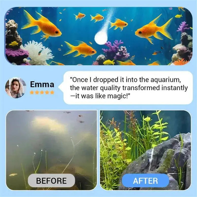 Eco Friendly Water Purification Tablets for Aquariums Fast Acting Water Clarifier and Fish Tank Cleaning Solution
