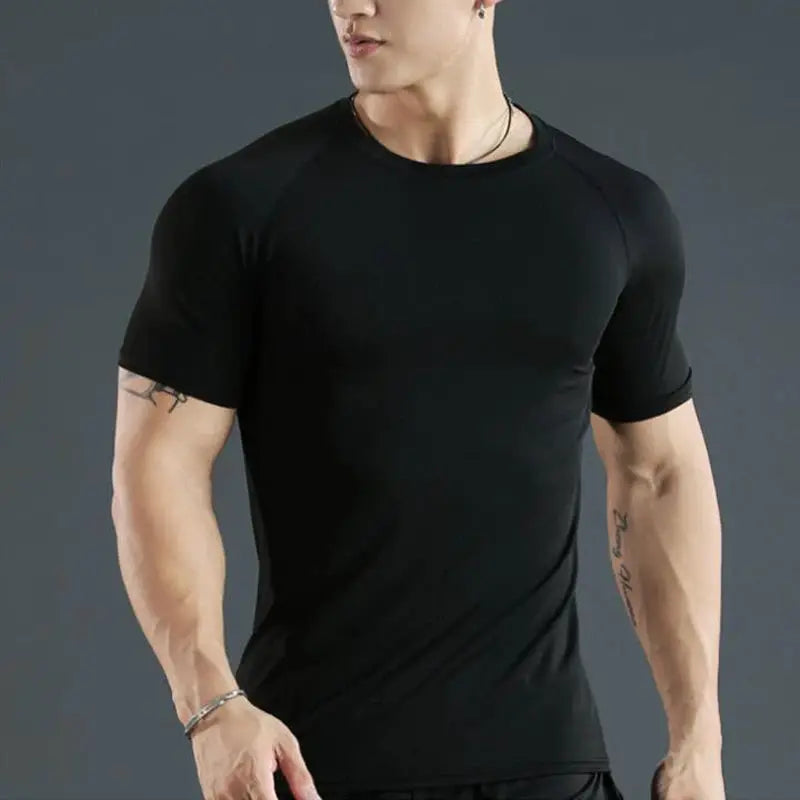 Mens Compression Running T Shirt Quick Dry Short Sleeve Rashguard Gym Sportswear
