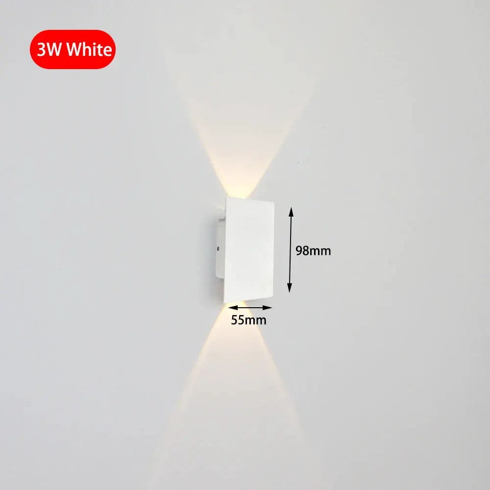 Modern LED indoor wall lamp in white aluminum; 3W, up/down light, wall-mounted