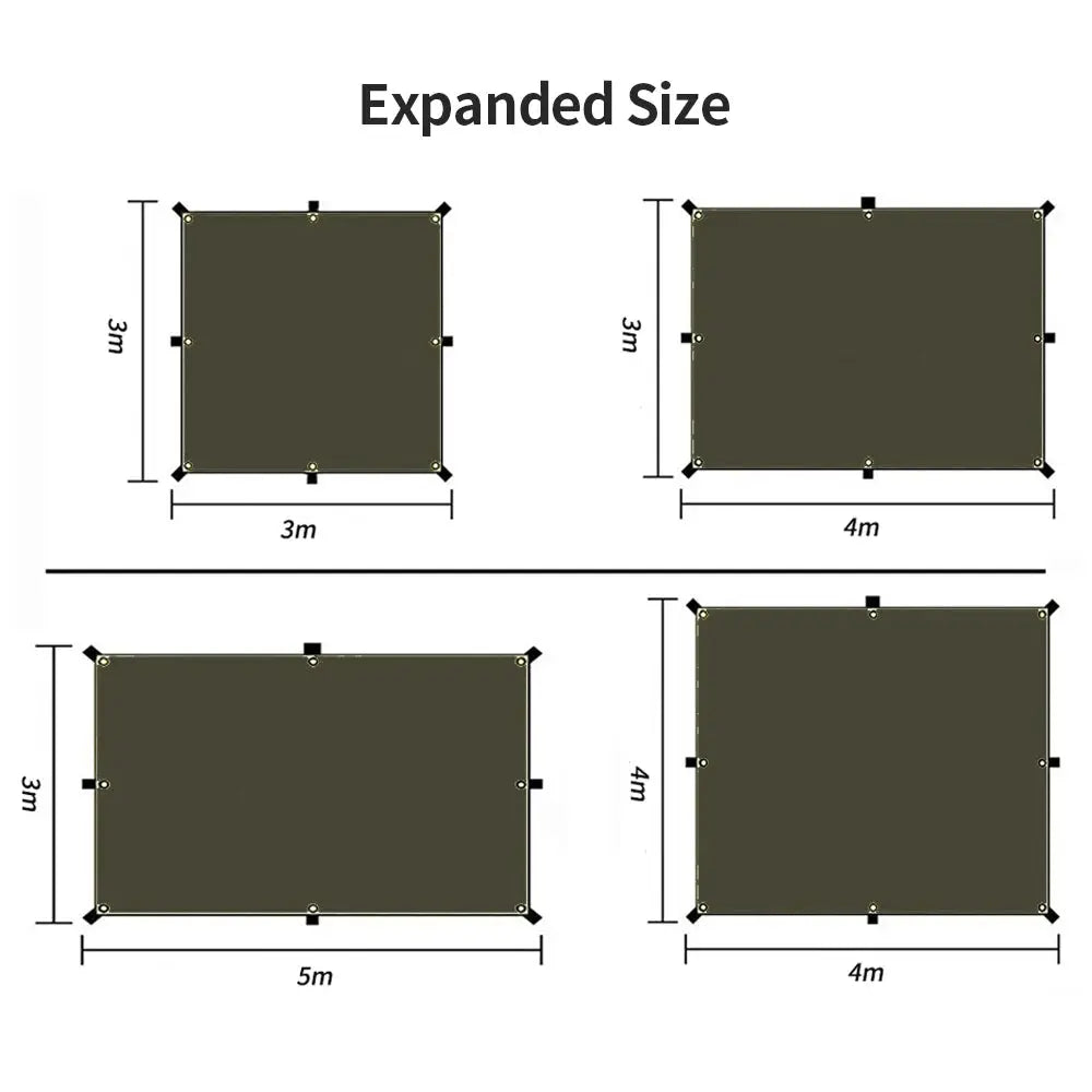 Ultralight Waterproof Tarp Tent 4x4m 5x3m 4x3m 3x3m Camping Awning Sun Shelter Garden Canopy for Outdoor Beach Hiking