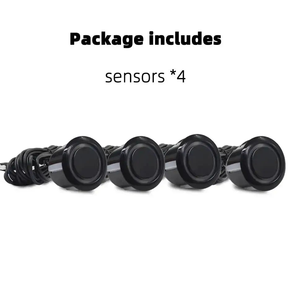 4-piece ultrasonic parking sensor set, 22mm diameter, black with attached wiring