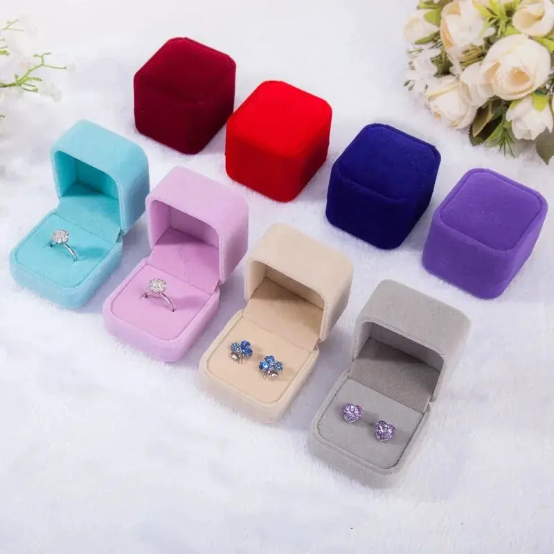 Rounded Flannelette Ring Box Flocking Jewelry Storage Organizer for Studs Badges Soft Jewelry Box for Ring Protection
