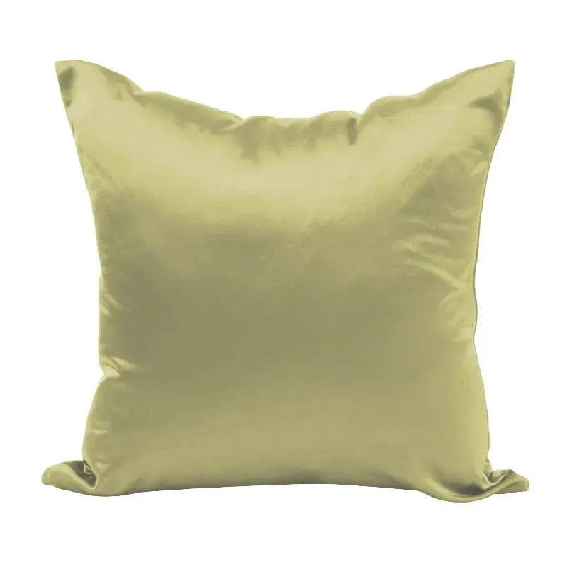 Imitated silk satin pillow case, pale yellow cushion cover, 50x50 cm