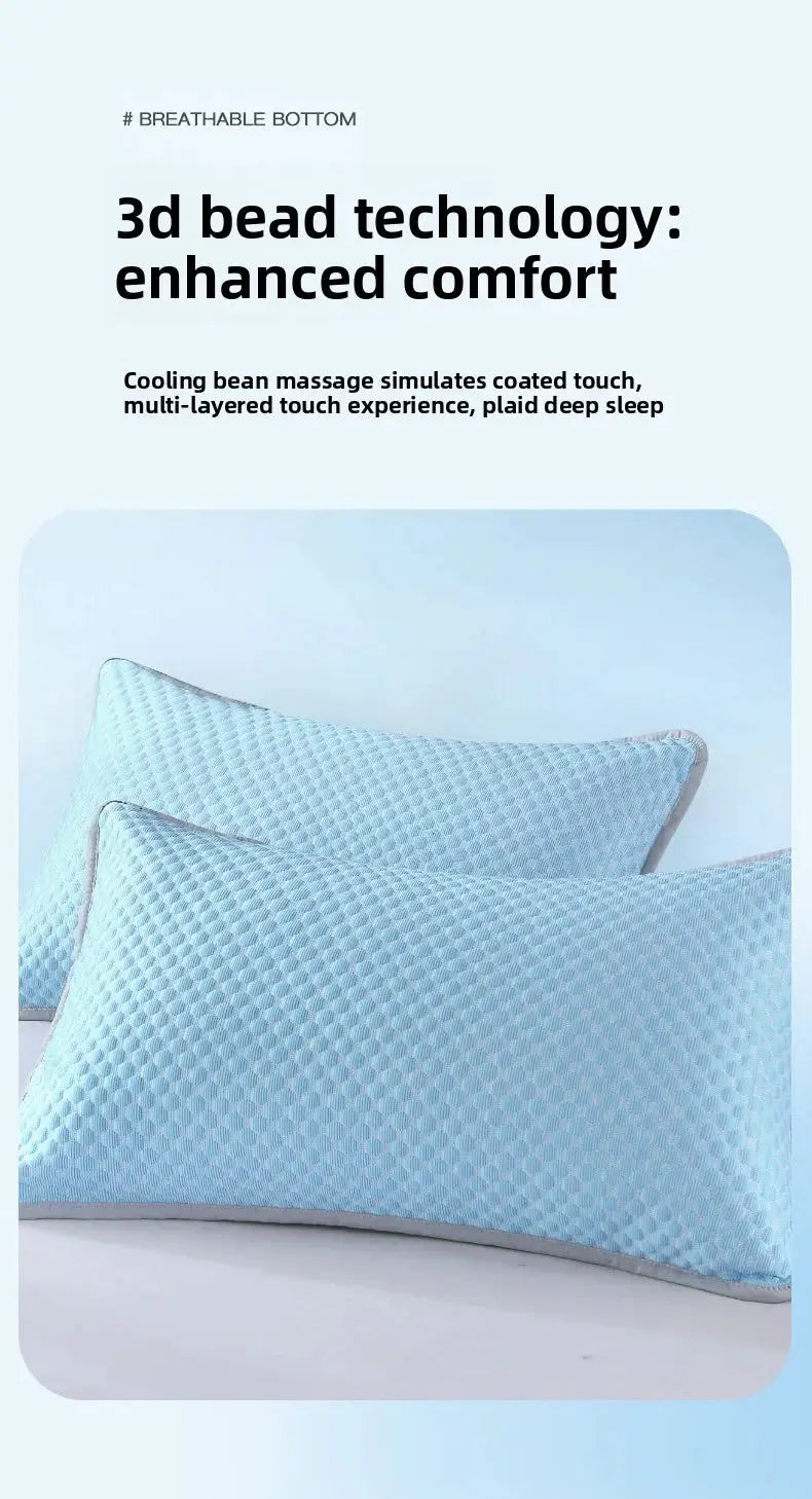 Blue Summer Cool Bean Pillowcase 48x74 cm with breathable cooling texture; two shown