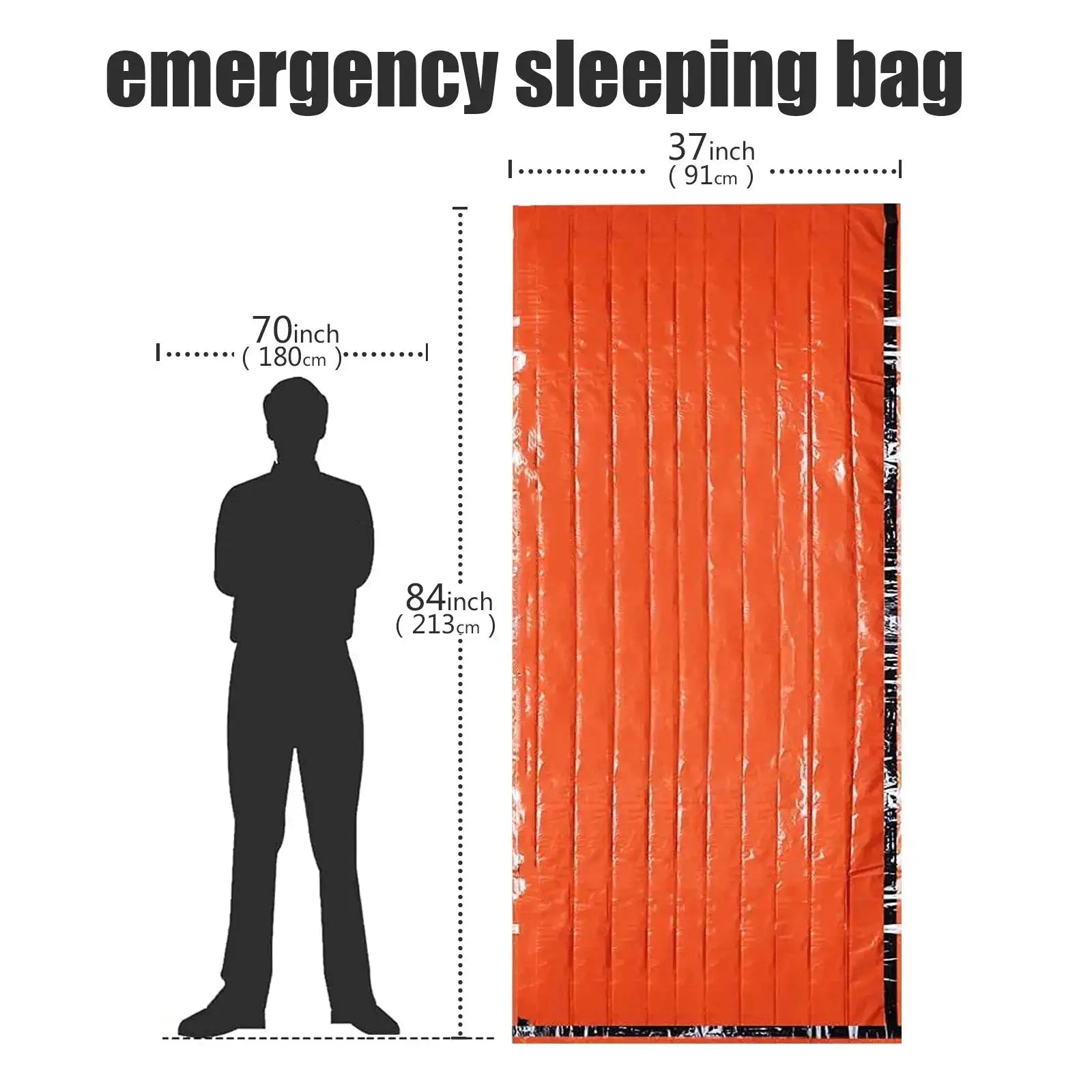 Portable Waterproof Emergency Survival Sleeping Bag Mylar Thermal Blanket Hiking Outdoor EDC First Aid Rescue Kit