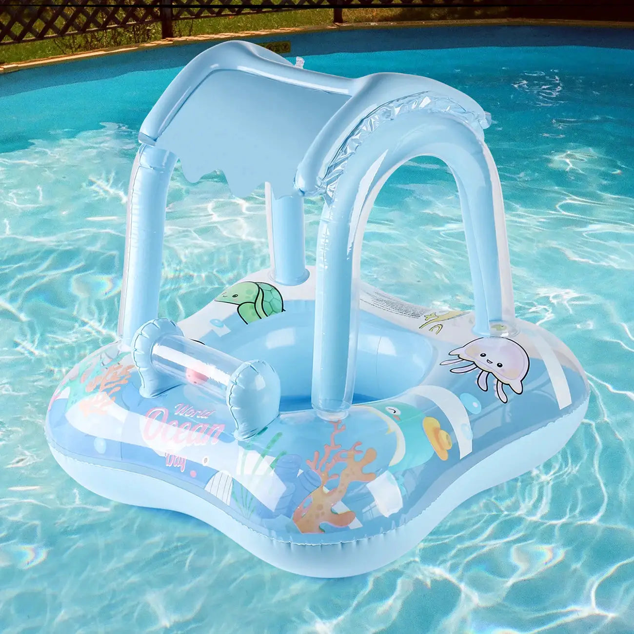 Kids Pool Float With Canopy For Ages 3 To 6 Safe Chemical Free Materials Animal Theme Beach Party Toy