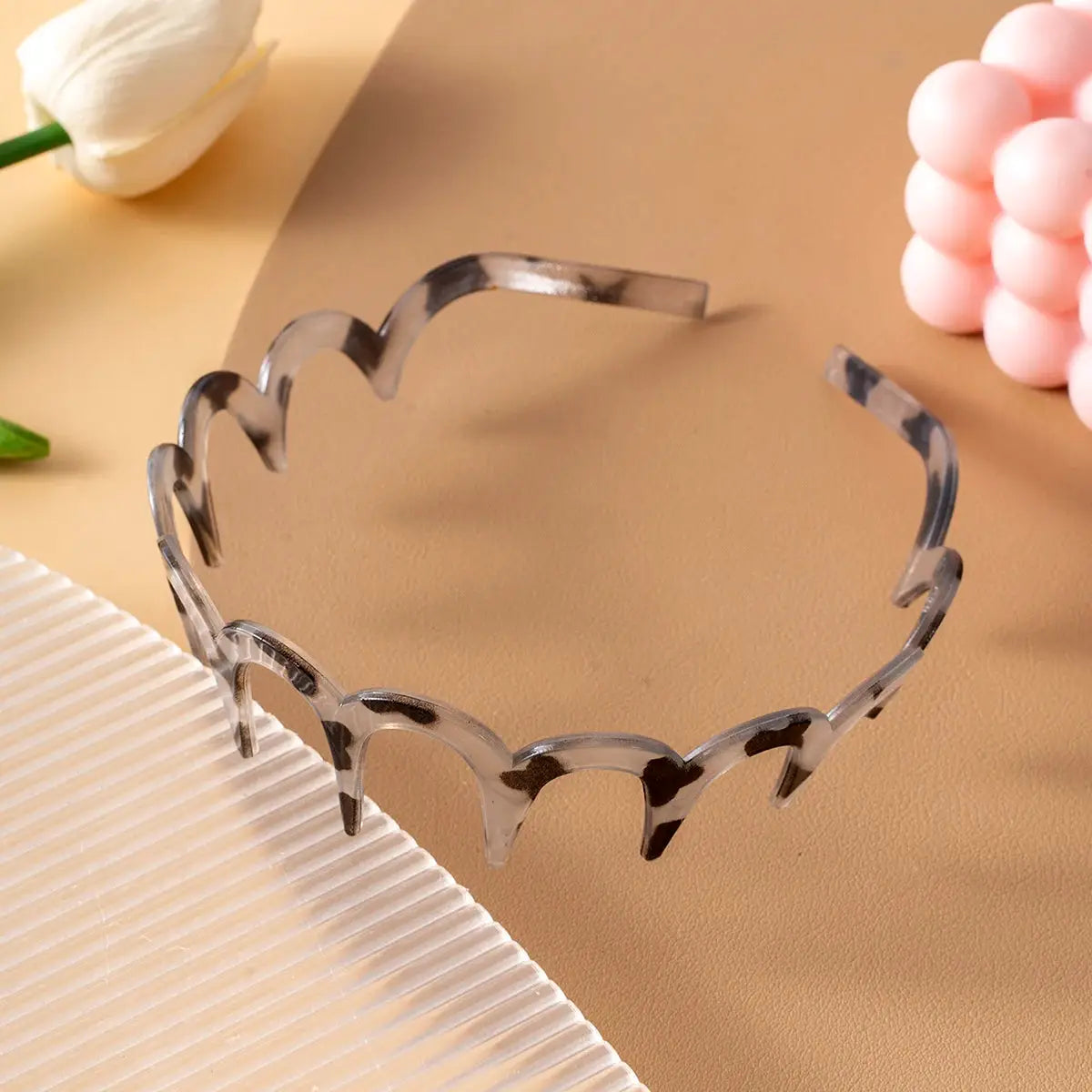 Korean women hair comb headband, clear plastic U-shaped band with fixed teeth, non-slip Simples Market
