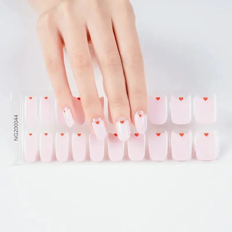 NailLux Semi Cured Nail Wraps For 16 To 20 Tips Easy Full Cover Adhesive Press On Nails Gel Finish UV LED Compatible