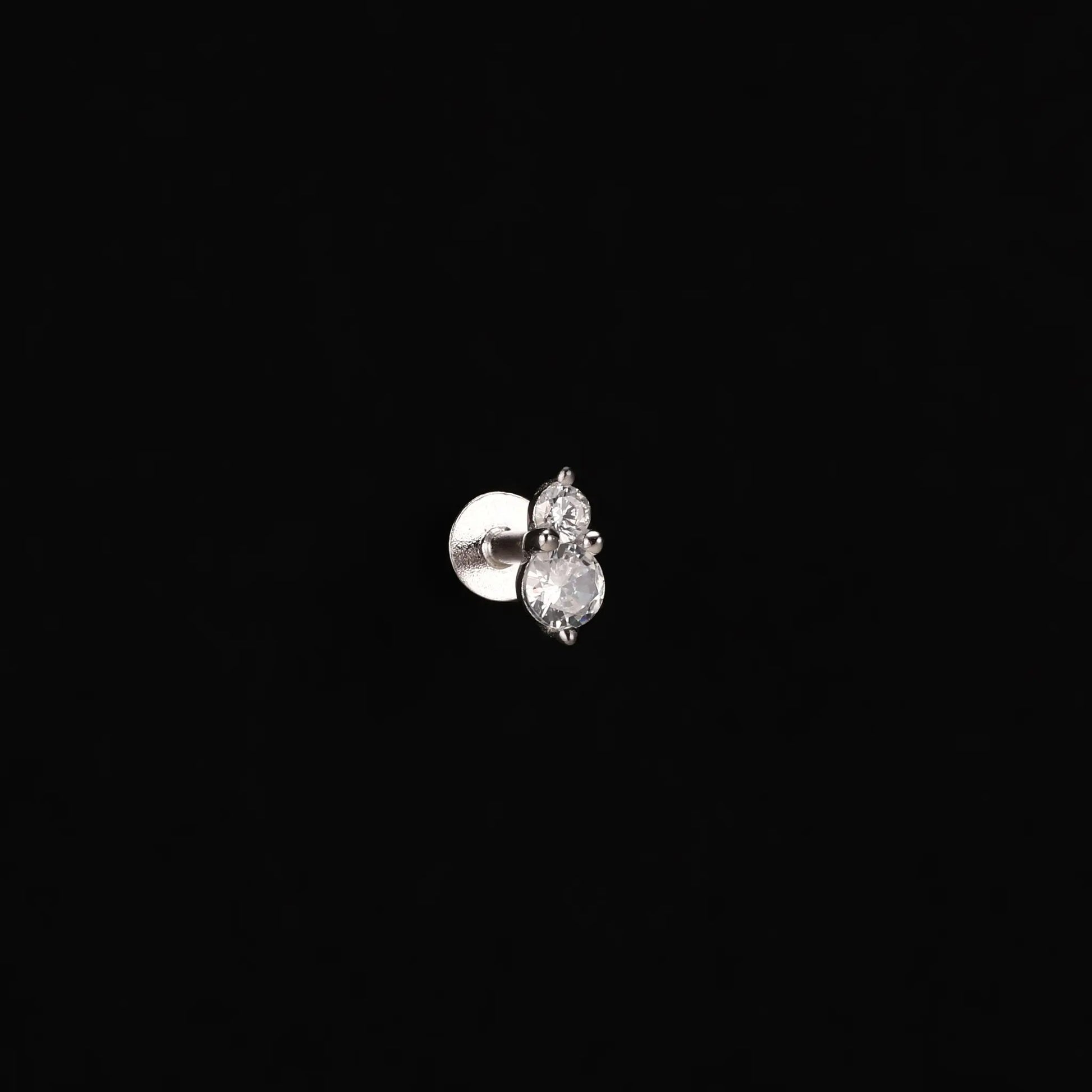 AIDE heart round ball flat-helix piercing earring, 925 sterling silver with zircon