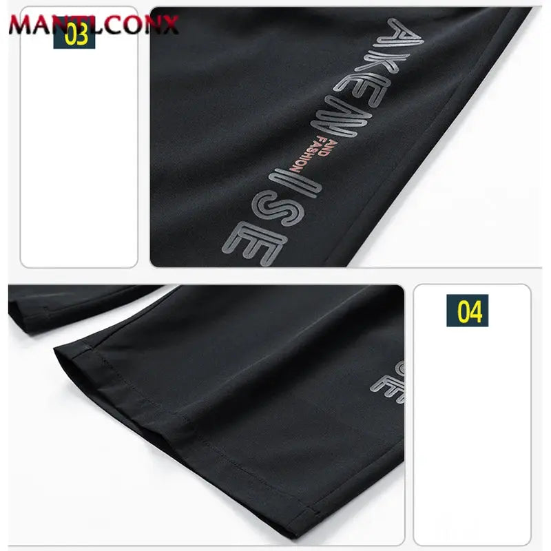 Simples Market men's black athletic shorts, XXXL, with elastic waist; breathable quick-dry fabric and grey lettering.