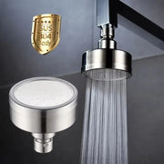 Brushed 304 stainless steel shower head with pressurized, water-saving spray; 2-piece detachable set.