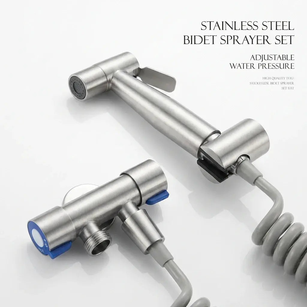 Stainless steel handheld shower kit with 4.8-inch hose and wall bracket