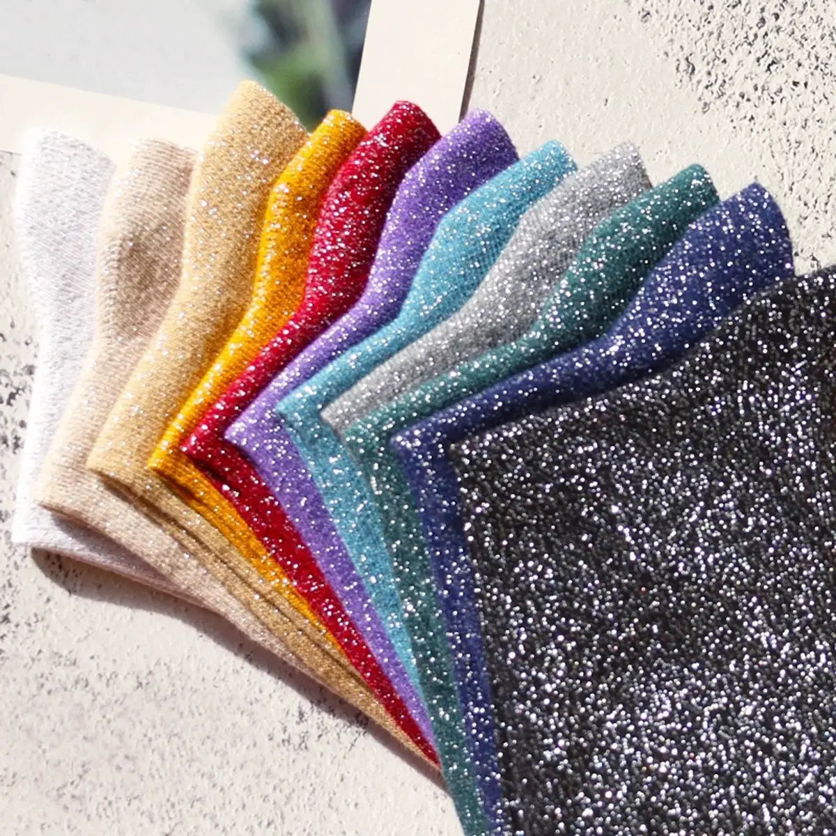 Korean Silk Co Shiny Silk Candy Colored Socks Set Three Pairs Of Cotton Knit Korean Style Hosiery