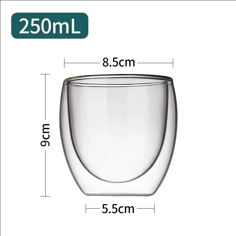 Double Bottom Wall Glass Tumbler Set For Coffee Tea Whiskey Vodka Wine Heat Resistant Drinkware