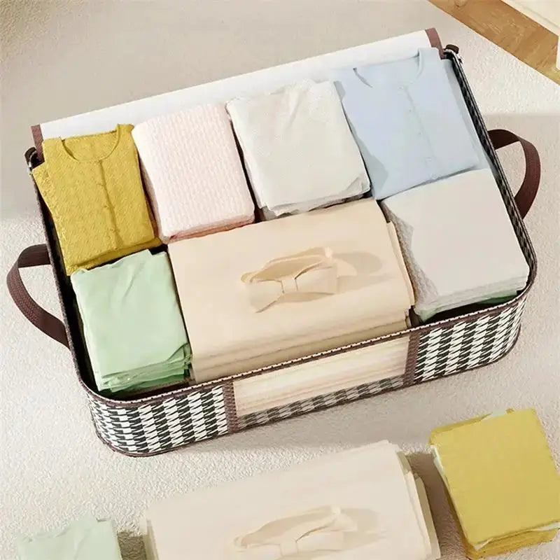 Large Capacity Storage Box With Handles For Clothes And Quilts Foldable Dustproof Zipper Closure Non Woven Fabric