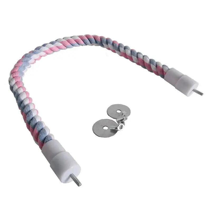 Parrot bite toy Simples Market: colorful cotton rope bird swing with pink, blue, white strands