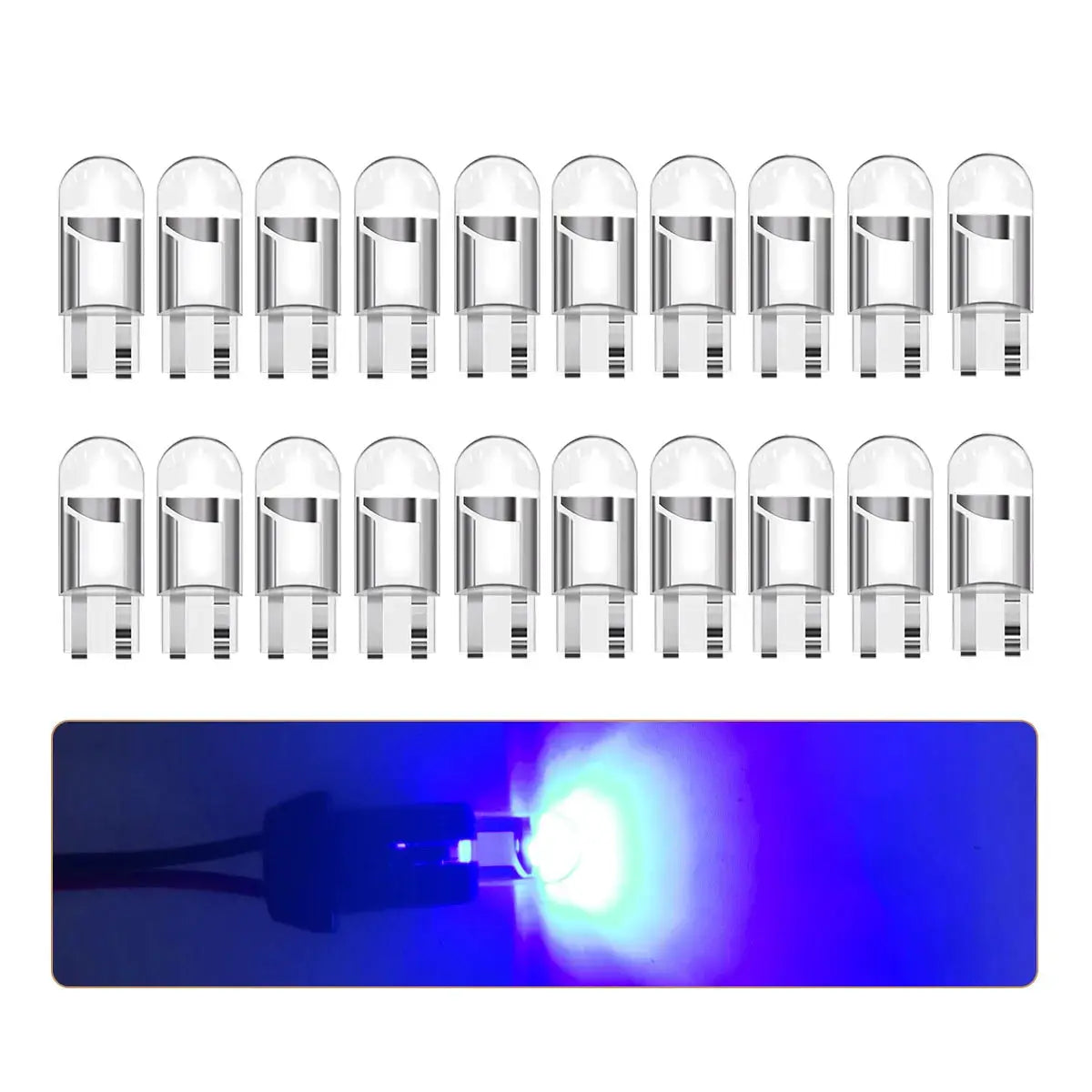 Simples Market 360 transparent LED COB T10 W5W car signal lights, 20-pack, multi-color, 12V