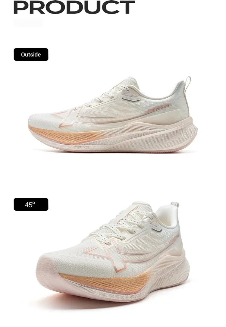 Xtep 2000km 3.0 men's running shoes, white with peach accents, lightweight cushioning