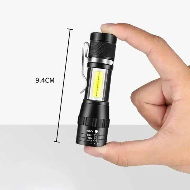 SummitBeam Portable Rechargeable LED Flashlight With Pen Clip Zoomable Waterproof Torch Side Light For Outdoors