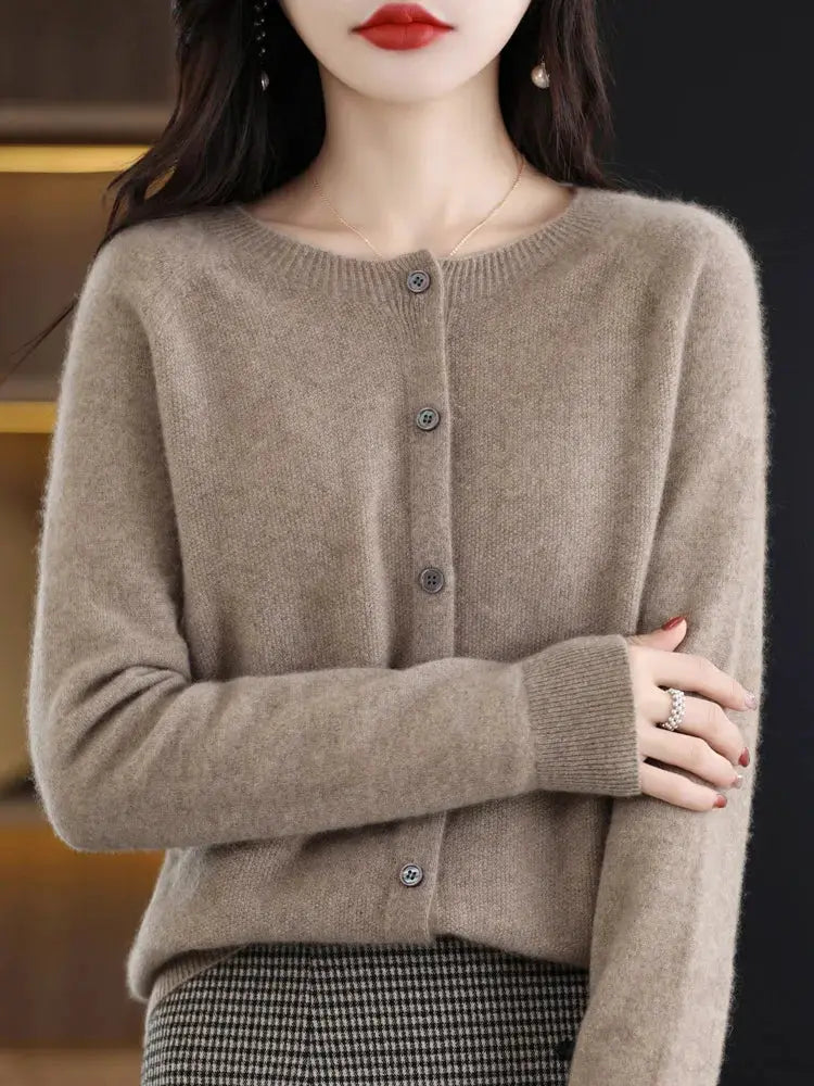 Everluxe Merino Wool Cardigan For Women With One Hundred Percent Australian Merino Softness For Autumn And Winter