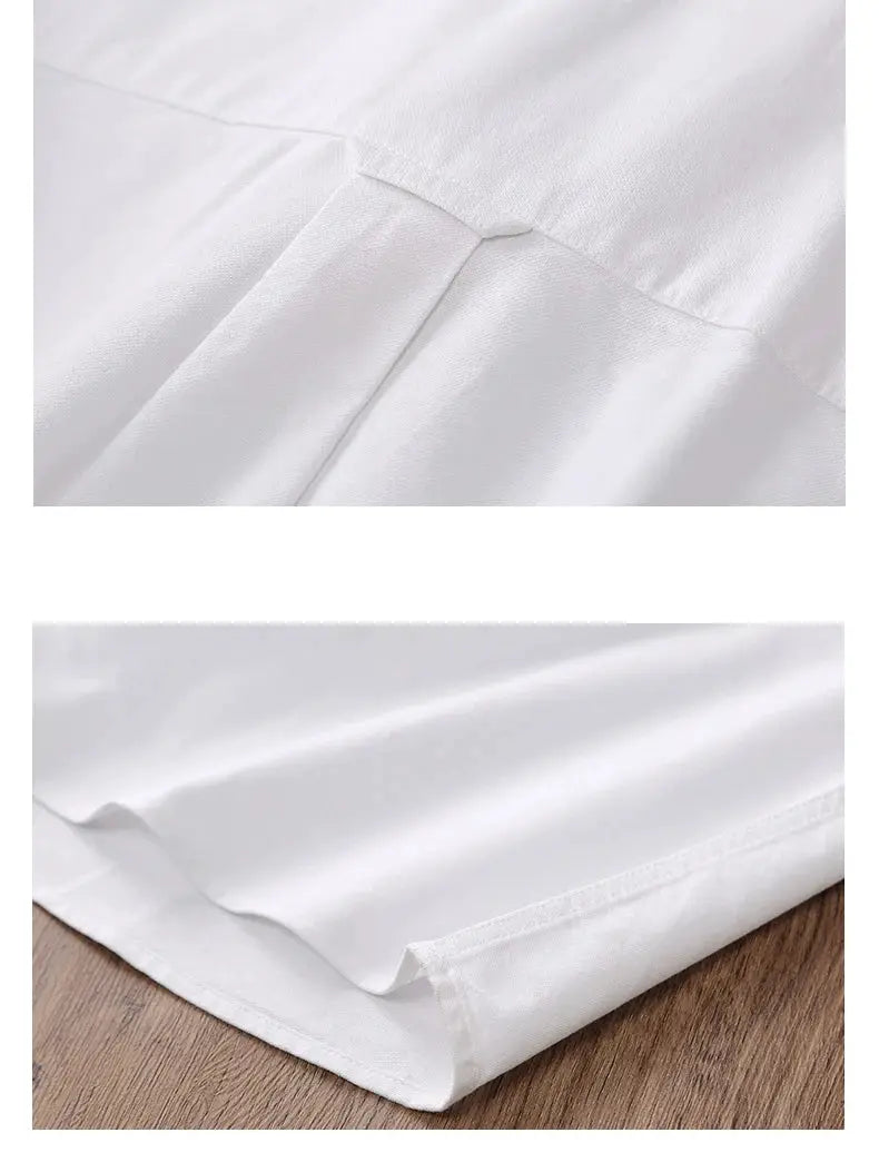 Long-sleeve white Oxford shirt by Simples Market, 100% cotton with a single chest pocket