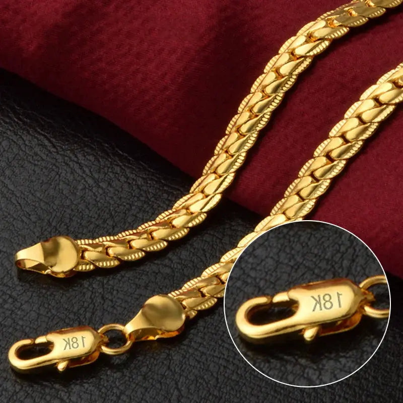 6mm Gold Or Silver Color Sideways Necklace For Men And Women 8 18 20 24 Inch Chain