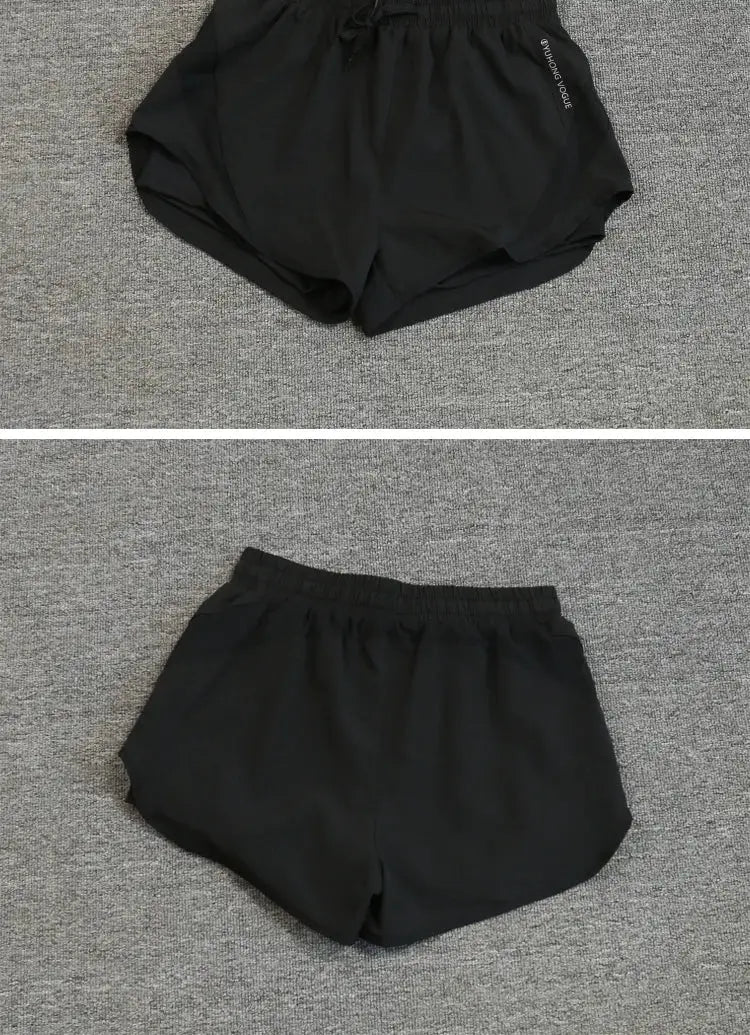Simples Market women's black breathable quick-dry running shorts with drawstring