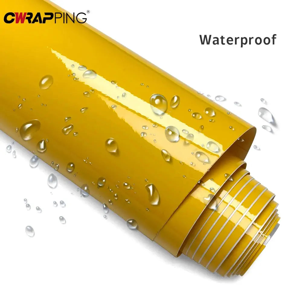 Glossy yellow car wrap vinyl roll by Simples Market, waterproof DIY auto/moto film