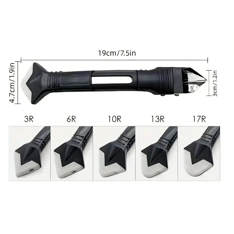 5 In 1 Metal Head Shovel Glue Tool Kit Silicone Spatula Caulk Remover Grout Removal Sealant Finishing Corner Scraper