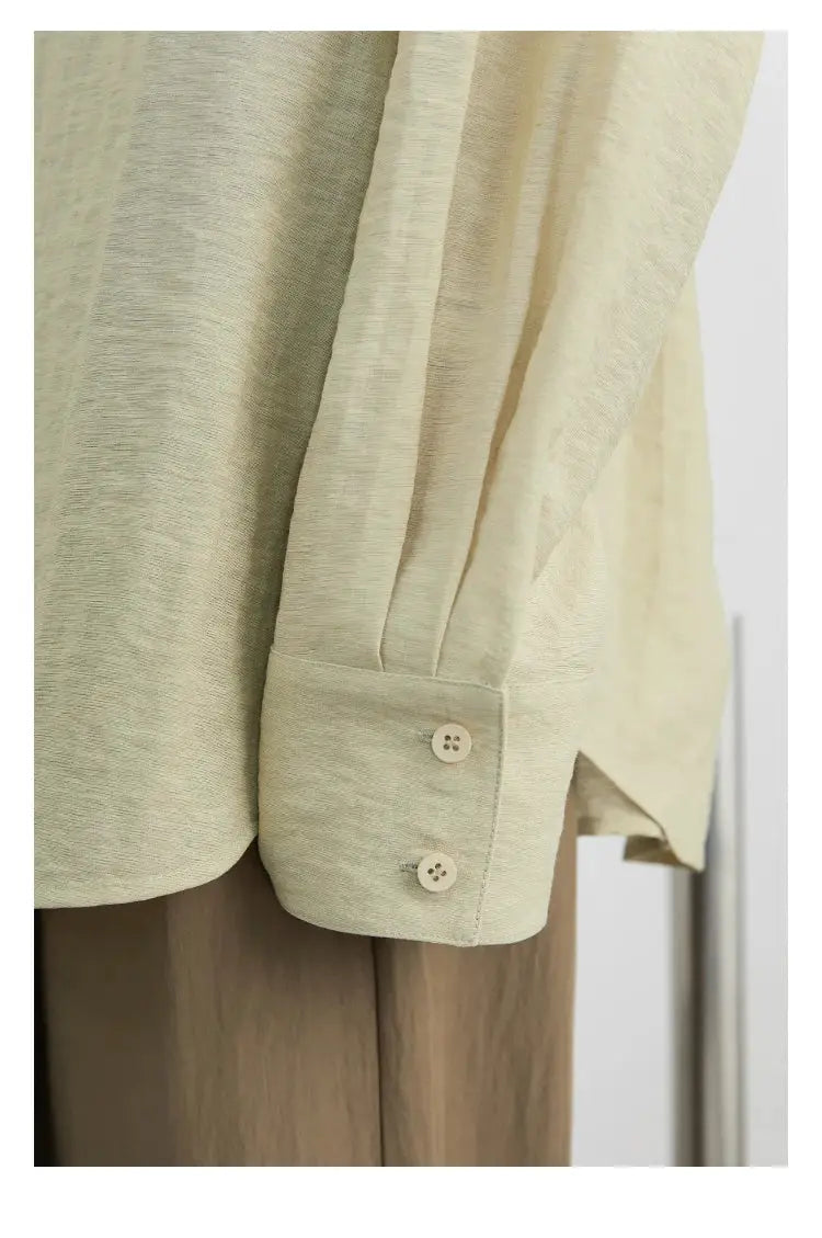 CHIC VEN women's long sleeve cream shirt with double-button cuffs.